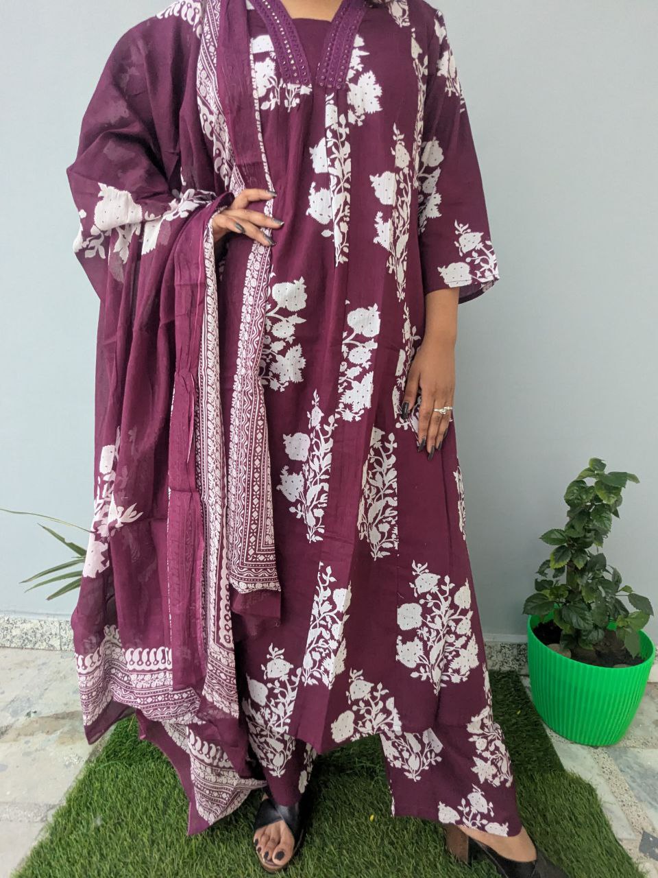 Gulbahaar Handblock Printed Cotton Suit Set