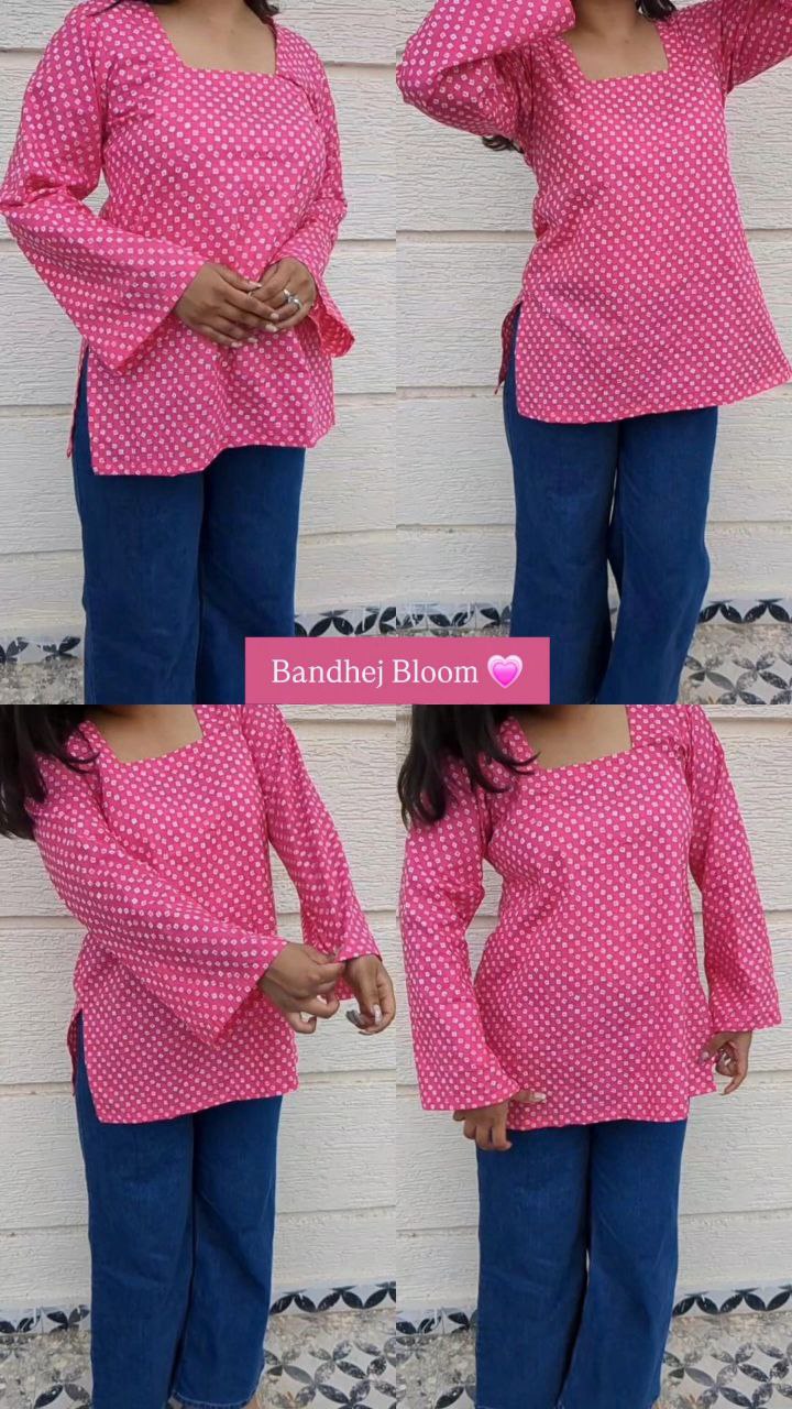 Bandhej Bloom Short Kurti