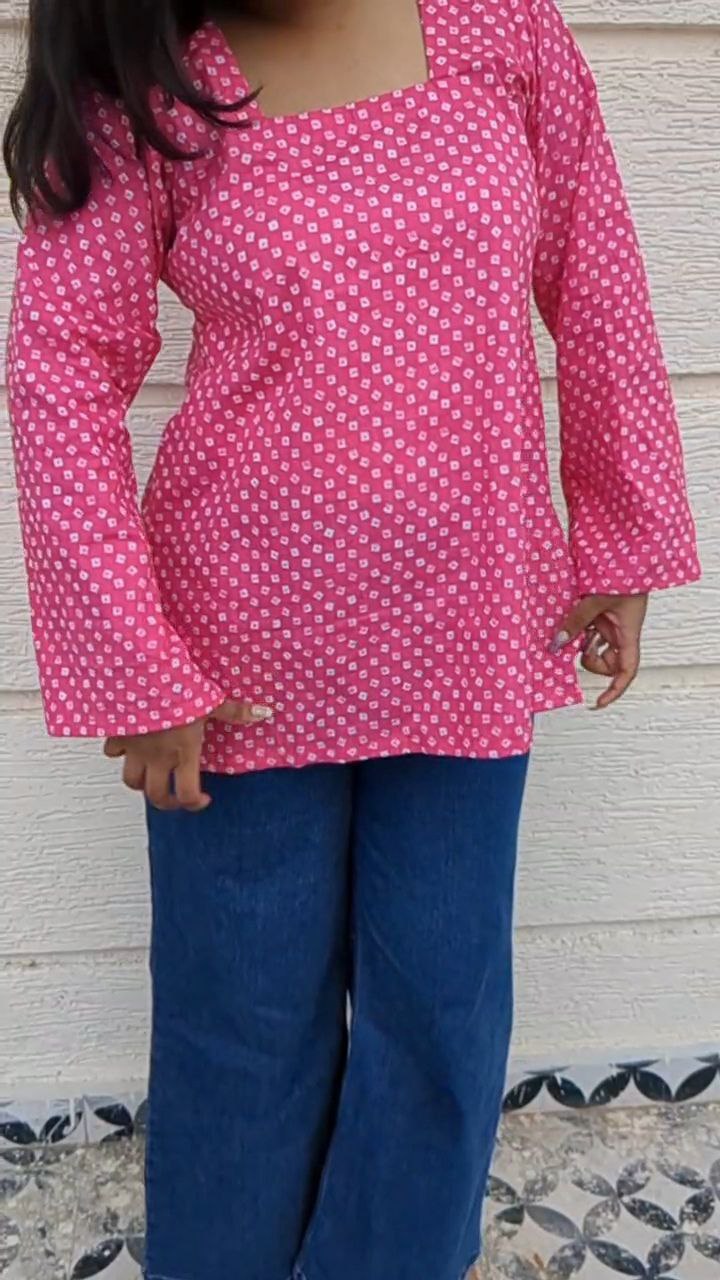 Bandhej Bloom Short Kurti