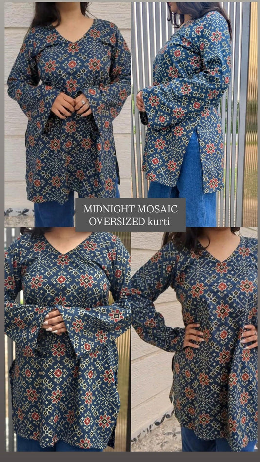 Midnight Mosaic Over Size Kurti