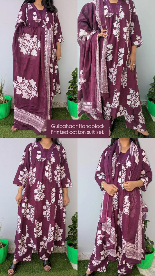 Gulbahaar Handblock Printed Cotton Suit Set