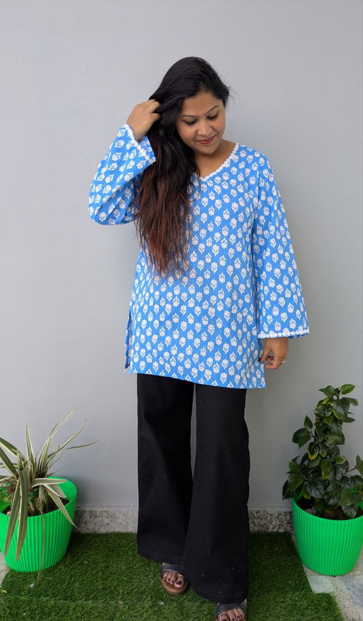 Blue Blossam Kurti